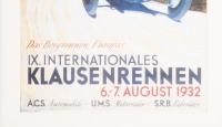 KLAUSEN RACE: A framed reproduction event poster for the 9th International Klausen Race 1932, held in Switzerland. Measures 51cm high, 38.5cm wide. - 2