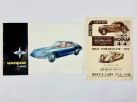BRITISH SPORTS CARS: A pair of Sales Brochures featuring the Marcos 1800GT and the Morgan 4-4 [Location: Sydney]