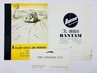 CLASSIC CARS: A group of three Sales Brochures featuring models from American Bantam, Lincoln and Vauxhall [Location: Sydney]