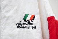 JACKET: A mens outer jacket from the 1996 Concours Italiana event, predominantly white with red & green sleeves, European size 24 [Location: Melbourne] - 2
