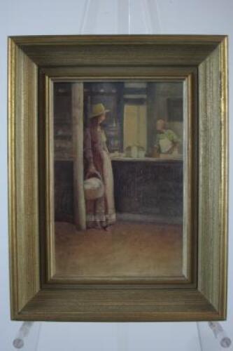 BRUCE MALLOCH: An oil on board painting titled 'The Farmer's Wife'