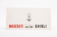 MASERATI: A late 1960s Maserati Ghibli three page wide format fold out sales brochure, on hard stock paper, multilingual [Location: Melbourne]