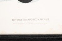 MASERATI: A 1957 250F Grand Prix Maserati print, limited edition, numbered 105 of 500, 42.5cm high, 60.5cm wide overall, mounted, framed & glazed [Location: Melbourne] - 3