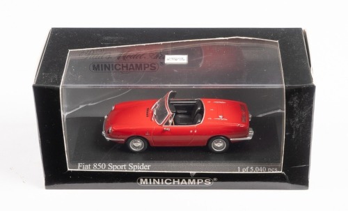 FIAT: A Minichamps 1:43 scale 1968 Fiat 850 Sport Spider in red paintwork in original box [Location: Melbourne]