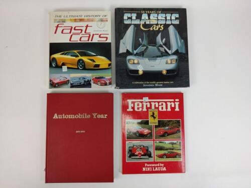CLASSIC CARS: An interesting collection of four hardcover books covering classic cars and general motoring