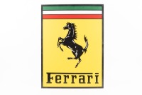 FERRARI: A large circa 1980s Ferrari 'Cavallino Rampante' metal sign, 60cm high, 45cm wide [Location: Melbourne]