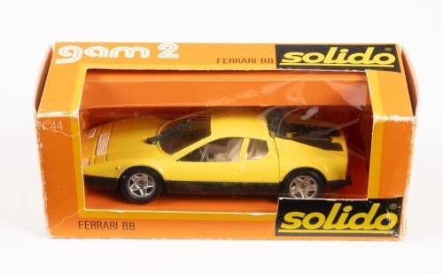 FERRARI BB: A Solido 1:43 scale model 1976 Ferrari BB in yellow paintwork in original box [Location: Melbourne]