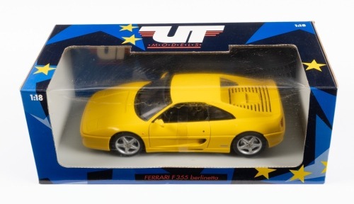 FERRARI F355: A UT models 1:18 scale model of the 1994 Ferrari F355 Berlinetta in yellow paintwork in original box [Location: Melbourne]