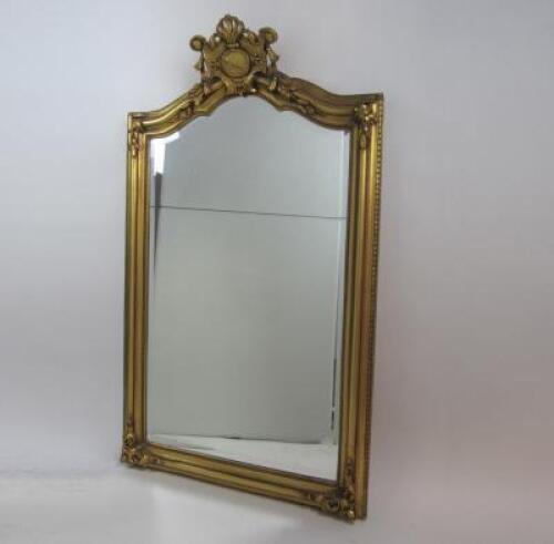MIRROR: A large giltwood overmantle mirror, 132cm high