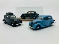 FIAT: A group of three 1:43 scale die-cast models by Brumm of the 508C Berlina 1100, one in plastic display case and two with no packaging [Location: Sydney]