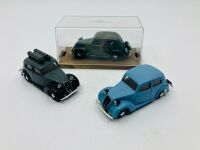 FIAT: A group of three 1:43 scale die-cast models by Brumm of the 508C Berlina 1100, one in plastic display case and two with no packaging [Location: Sydney] - 2