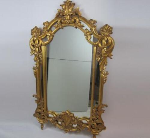 MIRROR: A large giltwood overmantle mirror, 149cm high