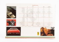 FERRARI: A 1987 dated Ferrari product range brochure, 9 pages with colour photos and specifications page [Location: Melbourne] - 2