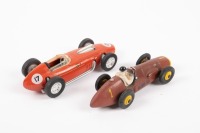 FERRARI: A circa 1950s Dinky Toys Ferrari racing car with driver, model No. 23H, unboxed, together with a Matchbox Models of Yesteryear 1:48 scale 1960 Ferrari Dino 246 V12, unboxed [Location: Melbourne] - 2