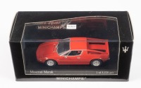 MASERATI: A Minichamps 1:43 scale 1974 Maserati Merak in red, limited edition of 5520 units in original box [Location: Melbourne]