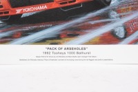 RICHARDS/SKAIFE: A print by Mike Harbar titled 'Pack of Arseholes' 1991 Tooheys 1000 Bathurst featuring the Nissan R32 GT-R Skyline of Jim Richards and Mark Skaife #1, signed by Jim Richards - 2