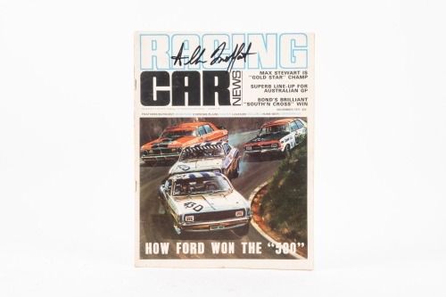 ALLAN MOFFAT: A November 1971 edition of Racing Car News featuring report on Bathurst 500, magazine signed by Allan Moffat to front cover