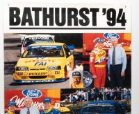 BATHURST 1994: A large original Bathurst 1994 poster 'Here We Come!' featuring the Shell team and the Peter Jackson team Fords, measures 92cm high, 69cm wide - 3
