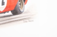 MOFFAT: A print after the original artwork featuring Allan Moffat's #2 Coca Cola Ford Escort, print measures 29.5cm high, 42cm wide - 2