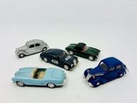 BRUMM: Five 1:43 scale models by Brumm including the Lancia Aprilia, Lancia Aurelia B24 Spider, Lancia Aurelia B20 and the Fiat 1100.