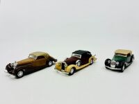 SOLIDO: Three 1:43 scale models by Corgi including the 1939 Delahaye, 1939 Mercedes-Benz 540K and the 1939 Delage D8 120 [Location: Sydney]