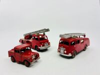 DINKY: Three Dinky models including two 1:43 scale fire engines and a 1:64 scale Land Rover Series 1.