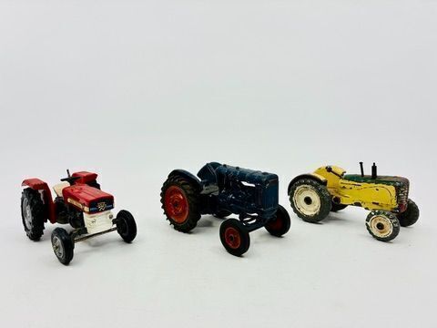 380 · TRACTOR: Three tractor models including a Massey Harris 300 by Dinky, a Massey Ferguson 135 and a Fordson Major E27N by Britains [Location: Sydney]