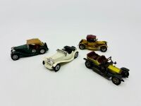 MATCHBOX: A quantity of 4 Matchbox Models of Yesteryear 1:43 scale models including the 1936 Jaguar SS100, the 1945 MG TC, the 1913 Cadillac and the 1906 Rolls-Royce Silver Ghost. [Location: Sydney]