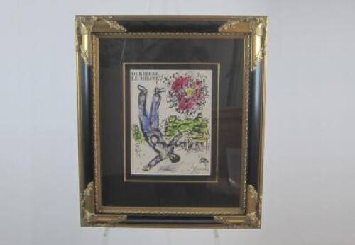 MARC CHAGALL: A colour lithographic reproduction titled 'Derriere Le Miroir'