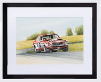 TORANA XU-1: A fine original watercolour featuring 'The Beast' HDT LJ Torana XU-1 by artist Ray Storey, visible print 31.5cm high, 44cm wide, mounted framed & glazed - 3