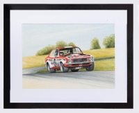 TORANA XU-1: A fine original watercolour featuring 'The Beast' HDT LJ Torana XU-1 by artist Ray Storey, visible print 31.5cm high, 44cm wide, mounted framed & glazed