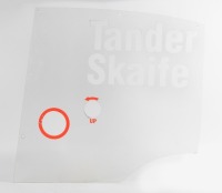 HDT: A 2008 Holden Racing Team V8 Supercar side Lexan window, named lettering 'TANDER - SKAIFE'