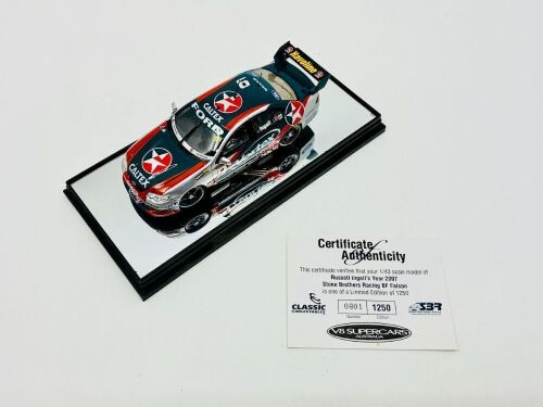 16 · FORD: A 1:43 scale model by Classic Carlectables of the #9 SBR Caltex Vortex Ford BF Falcon driven by Russel Ingall in the 2007 V8 Supercars season, limited edition 0801/1250, complete with certificate of authenticity [Location: Sydney]