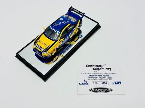 18 · FORD: A 1:43 scale model by Classic Carlectables of the #4 SBR Jeld Wen Ford BF Falcon driven by James Courtney in the 2007 V8 Supercars season, limited edition 0814/1250, complete with certificate of authenticity [Location: Sydney]