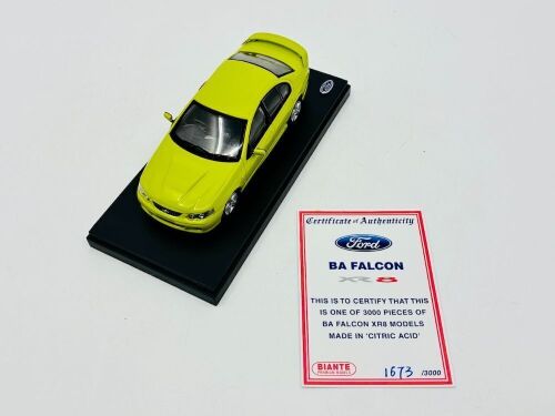 126 · FORD: A 1:43 scale model by Biante of the Ford BA Falcon XR8 in Citric Acid, limited edition 1673/3000, complete with certificate of authenticity [Location: Sydney]