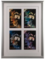 LE MANS: A large framed and glazed collage featuring four inkjet matted prints '24 Hour Le Mans - 15th Overall Porsche Victory 1997' by automotive artist Bunker Bradley, measures 119.5cm high, 89cm wide overall