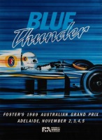 1989 AGP: A poster for the 1989 Australian Formula 1 Grand Prix in Adelaide, printed to thick stock card, measures 100cm high, 73cm wide