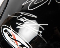 HOLDEN: A limited edition 43/50 commemorative full size helmet celebrating Holden's success at Bathurst over 50 years, helmet signed by eleven drivers including Steven Richards, Craig Lowndes, Greg Murphy and 8 others, helmet mounted to base and within pe - 10
