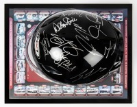 HOLDEN: A limited edition 43/50 commemorative full size helmet celebrating Holden's success at Bathurst over 50 years, helmet signed by eleven drivers including Steven Richards, Craig Lowndes, Greg Murphy and 8 others, helmet mounted to base and within pe - 12