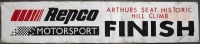 ARTHURS SEAT: A large double-sided vinyl 'FINISH' line banner for the Repco Motorsport Arthurs Seat Historic Hill Climb, measures approx 101cm high, 495cm wide.