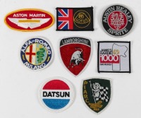 PATCHES: A group of eight embroidered patches, including six car marque patches, a James Hardie Bathurst 1000 patch, and a Phillip Island Auto Racing Club patch