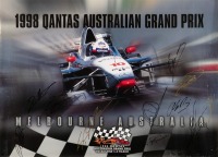 1998 GP: A 1998 Formula One Grand Prix Melbourne poster, signed by drivers including David Coulthard, Michael Schumacher, Jean Alesi, Mika Hakkinen and others