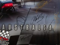 1998 GP: A 1998 Formula One Grand Prix Melbourne poster, signed by drivers including David Coulthard, Michael Schumacher, Jean Alesi, Mika Hakkinen and others - 4
