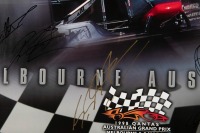 1998 GP: A 1998 Formula One Grand Prix Melbourne poster, signed by drivers including David Coulthard, Michael Schumacher, Jean Alesi, Mika Hakkinen and others - 5