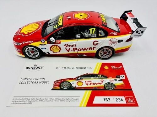 44 · FORD: A 1:18 scale model by Authentic Collectables of the #17 Shell V-Power Ford FG-X Falcon driven by Scott McLaughlin and Alexandre Premat in the 2018 Supercheap Auto Bathurst 1000, limited edition, 163/234, complete with original packaging and certificate of authenticity [Location: Sydney]