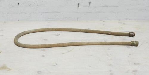 c1920's original white cotton braided hose with brass fittings.