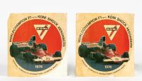 STICKERS: Two large unused stickers from sponsors Koni promoting the 1974 Fomula 2 European championship, approx 20cm in diameter