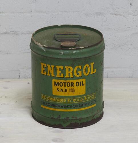 ENERGOL: An 'Energol Motor Oil SAE 30' four imperial gallon oil drum, 33cm high.
