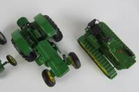 TRACTOR MODELS: Three John Deere die-cast tractor and crawler - 6