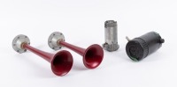 HORN PARTS: A group of horn parts, includes one Fiamm compressor, one Stebel compressor & two trumpets [Location: Melbourne]
